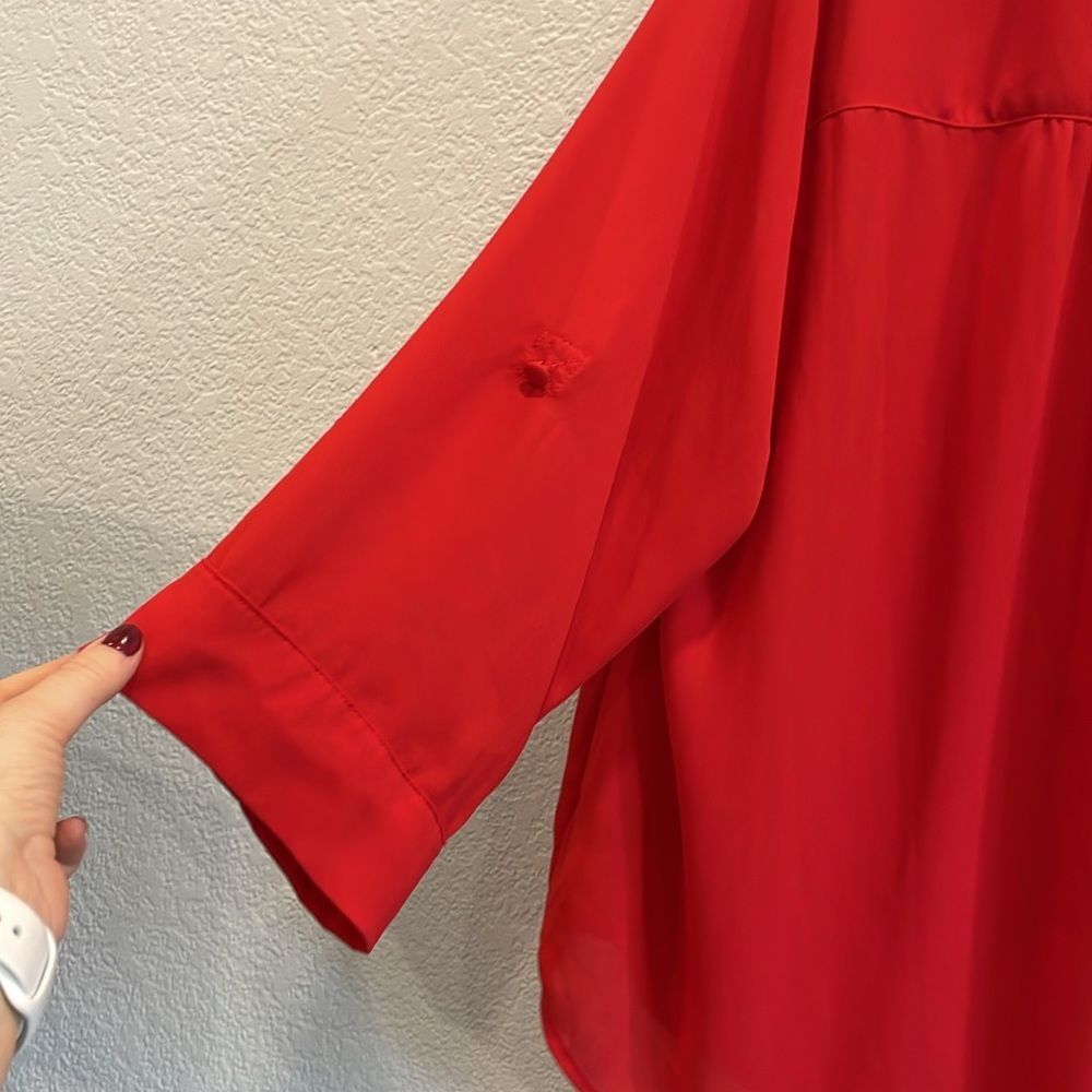 Torrid Harper Red Georgette Button Loop Blouse Si… - image 7